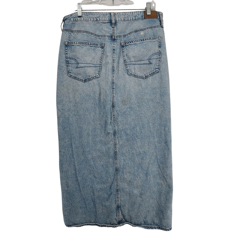 American Eagle 10 Blue Low Rise Maxi Denim Skirt Light Wash Y2K Boho Streetwear